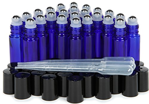 Product Cover Vivaplex, 24, Cobalt Blue, 10 ml Glass Roll-on Bottles with Stainless Steel Roller Balls. 3-3 ml Droppers included