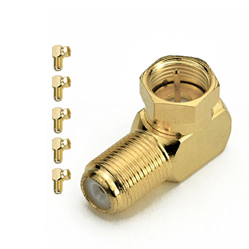 Product Cover Mediabridge F-Type Right Angle Adapter - Gold Plated - 90° Female to Male Connector - 5 Pack - (Part# CONN-F81G-RA-5)