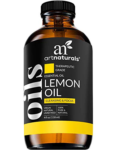 Product Cover Art Naturals Lemon Essential Oil 4oz - 100% Pure Lemons Oils - Therapeutic Grade Best for Skin, Hair, Natural Healing Solution, Aromatherapy & Diffuser - 120ml Large Glass Bottle w/Dropper Kit