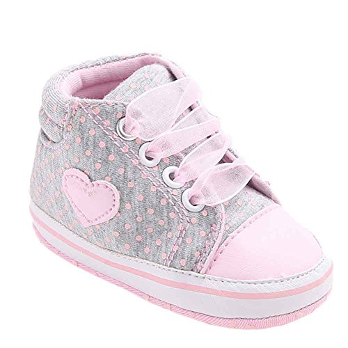 Product Cover Voberry Baby Girls Toddler Lace up Sneaker Anti-Slip Boots Crib Shoes (6~12Month, Gray)