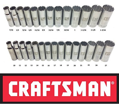 Product Cover Craftsman Laser Etched Easy Read 28 Piece SAE & Metric 1/2