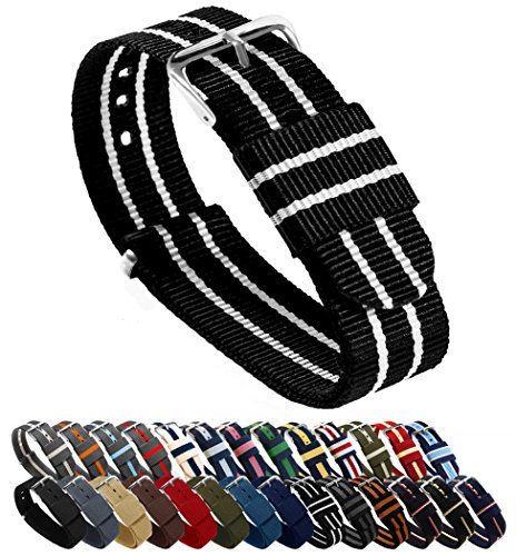 Product Cover 20mm Black/Ivory Standard Length - BARTON Watch Bands - Ballistic Nylon NATO Style Straps