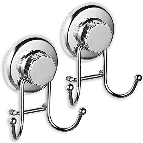 Product Cover HASKO accessories - Powerful Vacuum Suction Cup Hook Holder - Organizer for Towel, Bathrobe and Loofah - Strong Stainless Steel Hooks for Bathroom & Kitchen, Towel Hanger Storage, Chrome (2 Pack)