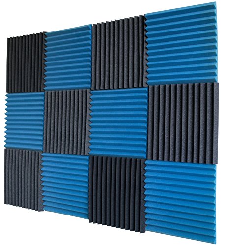 Product Cover 12 Pack- Ice Blue/Charcoal Acoustic Panels Studio Foam Wedges 1