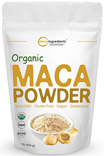 Product Cover Pure Organic Maca Powder, 1 Pound, Gelatinized for Better Absorption, Rich in Antioxidants, Powerfully Help Energy, Libido, Stamina, Endurance, Strength and Immune System, No GMOs and Vegan Friendly
