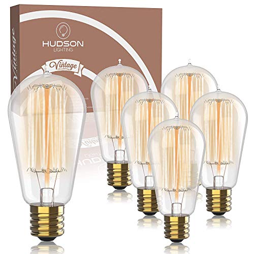 Product Cover Vintage Incandescent Edison Light Bulbs: 60 Watt, 2100K Warm White Lightbulbs - E26 Base - Dimmable Antique Filament Light Bulb Set - 6 Pack