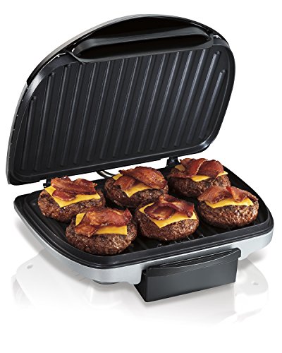 Product Cover Hamilton Beach Electric Indoor Grill, 6-Serving, Nonstick Easy Clean Plates, Silver (25371)