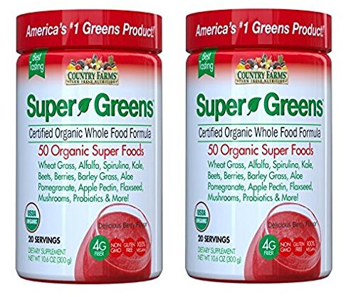 Product Cover Country Farms Super Green Drink, Berry Flavor, 9.88 Ounce (Pack of 2)