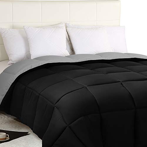 Product Cover Utopia Bedding Down Alternative Reversible Comforter All Season Duvet Insert Microfiber Box Stitched, 3D Hollow Siliconized Comforter, Twin, Black/Grey