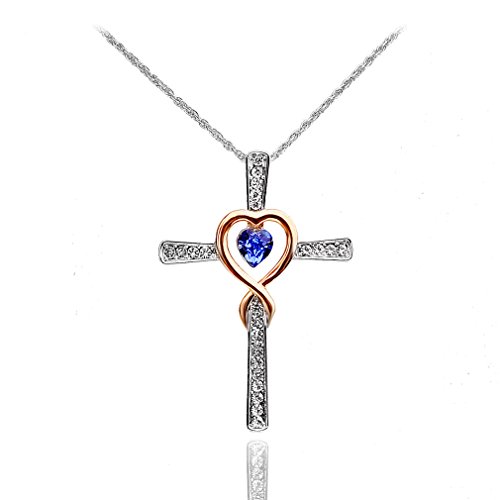 Product Cover Xingzou Infinity Love of God Women Heart Crystals Cross Pendant Necklace Made with Swarovski Elements