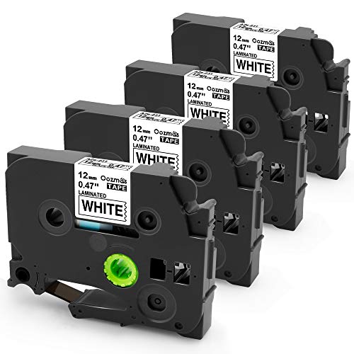Product Cover Oozmas Compatible Label Tape Replacement for TZe-231 12mm 0.47 Inch Laminated Black on White TZ Tape Compatible with Brother P Touch D400 1280 1800 1880 1900 Label Maker Tape, 4 Pack