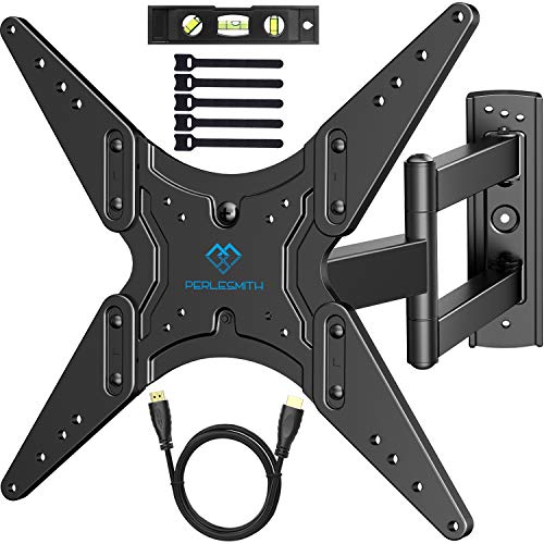 Product Cover PERLESMITH TV Wall Mount for Most 26-55 Inch TVs with Swivel & Extend 18.5 Inch - Wall Mount TV Bracket VESA 400x400 Fits LED, LCD, OLED Flat Screen TVs Up to 88 lbs - with HDMI Cable, Bubble Level