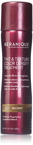 Product Cover Keranique Tint & Texture, Color Density Treatment, 3.7 Fl Oz, Light Brown - Instant Body, Volume and Lift to Thinning Hair, Helps Reduce Oil and Sebum - Advanced Treatment for Thinning Hair