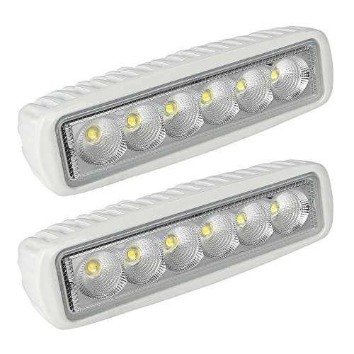 Product Cover LEANINGTECH White Spreader LED Deck/Marine Lights (Set of 2) for Boat (Flood Light) 12V 18W