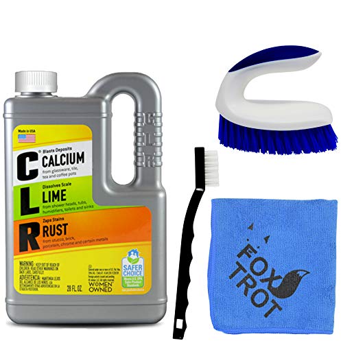 Product Cover CLR Complete Cleaning Kit, Calcium Lime and Rust Removal System Includes 28oz CLR Bottle, 1 Handheld Heavy Duty Brush, 1 EZ Grip Thin Tip Vinyl Brush, 1 Professional Grade Foxtrot TM Microfiber Towel