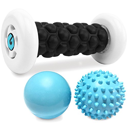 Product Cover Plantar Fasciitis Foot Recovery Set - Includes Foot Massager Roller and 2 Cold Therapy Massage Balls - Pain Relief via Reflexology, Acupressure, Trigger Point Therapy, Mobility, Myofascial Release