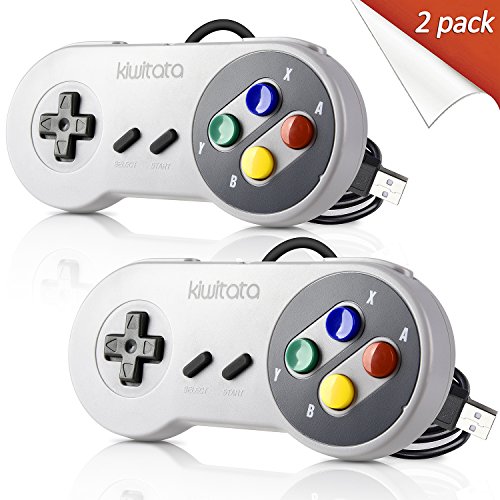 Product Cover 2 Pack Classic SNES USB Controller for Retro NES Games,kiwitatá USB PC Wired Game Gamepad Controller Joystick for Windows PC MAC Linux Retro Pie