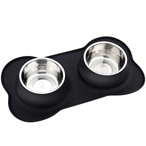 Product Cover URPOWER Dog Bowls Stainless Steel Dog Bowl with No Spill Non-Skid Silicone Mat 53 oz Feeder Bowls Pet Bowl for Dogs Cats and Pets