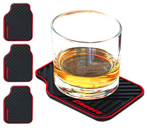 Product Cover Janazala ARTORI Silicone Drink Coasters, Cars Enthusiast Gifts for Men, Gifts Ideas for Car Lovers, Mens Valentines Day, Birthday Gift for Men Cave, Brother, Dad, Him, Guys, Christmas, Set of 4