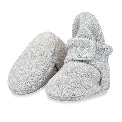 Product Cover Zutano Cozie Fleece Baby Booties with Cotton Lining, Unisex, for Newborns, Infants, and Toddlers, Heather Gray, 3M
