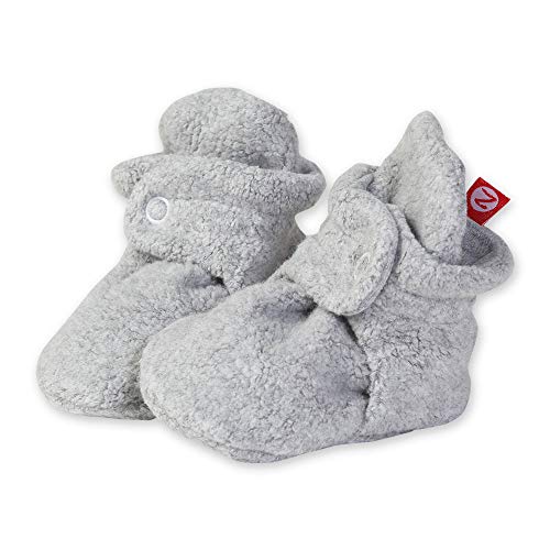 Product Cover Zutano Cozie Fleece Baby Booties with Cotton Lining, Unisex, for Newborns, Infants, and Toddlers, Heather Gray, 6M