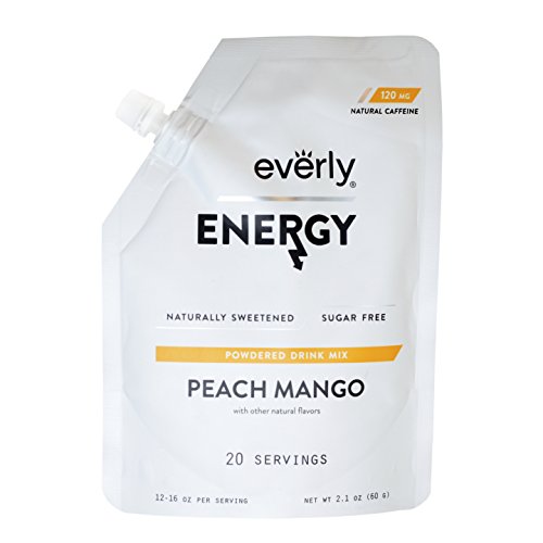 Product Cover Everly Energy - Natural Energy Drink Mix Powder, Sugar Free, Natural Sweeteners, Organic Caffeine, Keto Diet, Water Flavoring & Enhancer - Pouch, 20 Servings (Peach Mango)
