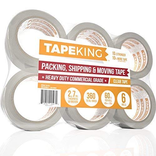 Product Cover Tape King Clear Packing Tape - 60 Yards Per Roll (6 Refill Rolls) - 2 Inch Wide Stronger 2.7mil, Heavy Duty Sealing Adhesive Industrial Depot Tapes for Moving Packaging Shipping, Office & Storage