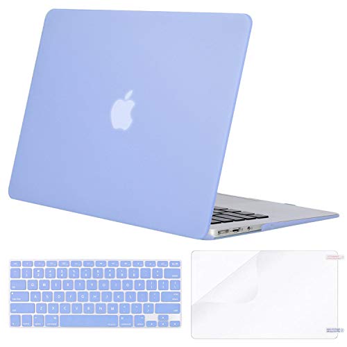Product Cover MOSISO Plastic Hard Shell Case & Keyboard Cover & Screen Protector Only Compatible with MacBook Air 13 inch (Models: A1369 & A1466, Older Version 2010-2017 Release), Serenity Blue