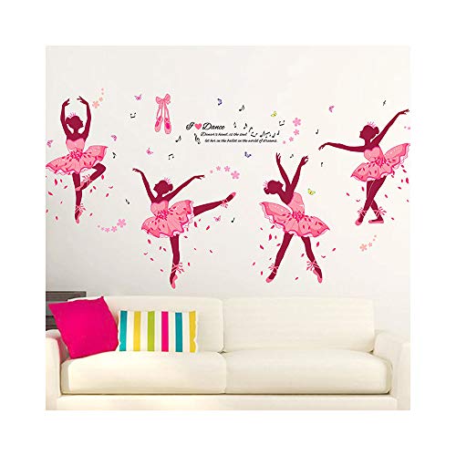 Product Cover Alrens 74 x 38 Inch DIY Decor Lovely Ballet Girl Art Wall Stickers for Kids Rooms Home Decor Wall Decals Flower Bedroom Decor Butterfly Decoration Stickers Mural