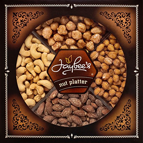 Product Cover Jaybee's Nuts Gift Tray - Great for Holiday, Corporate, Birthday Gift or Everyday Snack - Cashews, Smoked Almonds, Toffee & Honey Roasted Peanuts, and Kosher Certified