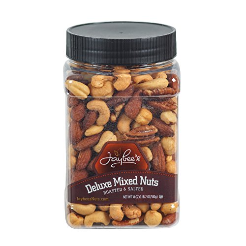 Product Cover Jaybees Roasted Salted Deluxe Mixed Nuts (18Oz) Great for Holiday Gift Giving or as Everyday Snack Featuring Cashews Almonds Brazil Nuts Pecans and Filberts