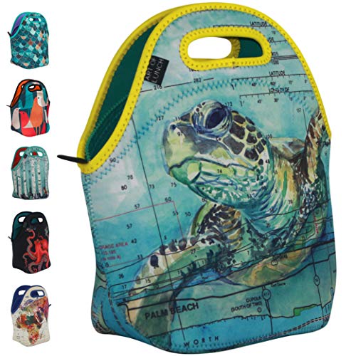 Product Cover ART OF LUNCH Reusable Insulated Neoprene Lunch Bag for Women and Kids for Work and School - By Carly Mejeur (USA) - A Portion of Profits go to The Loggerhead Marine Life Center in Florida - Sea Turtle