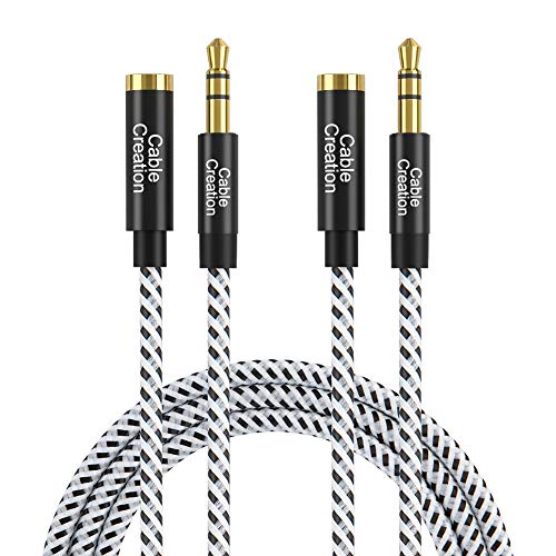 Product Cover 3.5mm Headphone Extension Cable, CableCreation 3.5mm Male to Female Stereo Audio Extension Cable Adapter with Gold Plated Connector, [2-Pack] 1.5 Feet