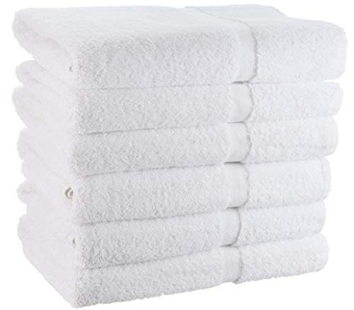 Product Cover Wealuxe Cotton Bath Towels - Small and Lightweight - 22x44 Inch - 6 Pack - White