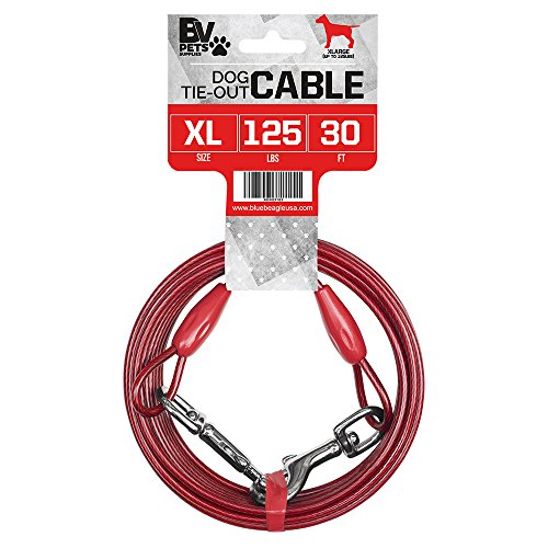 Product Cover BV Pet Heavy Extra-Large Tie Out Cable for Dogs up to 125 Pound, 30-Feet