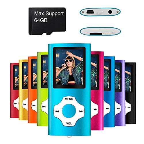Product Cover MYMAHDI Support TF Card USB Port Slim Small Multi-Lingual Selection 1.8 LCD Portable MP3/MP4, MP3 Player, MP4 Player, Video Player, Music Player, Media Player, Audio Player Blue
