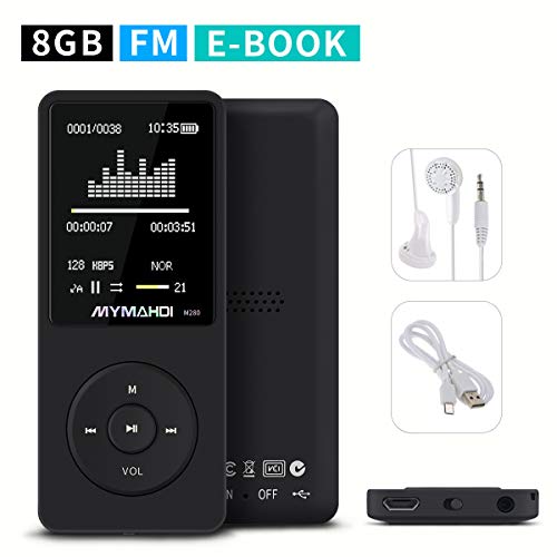 Product Cover MYMAHDI 8GB MP3 Music Player 1.8 Inch Screen 70h Lossless Sound, Support up to 128GB Micro SD Card Black