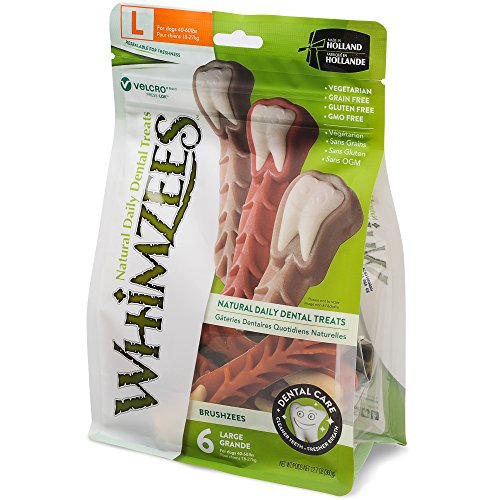 Product Cover Whimzees Natural Grain Free Dental Dog Treats, Large Brushzees, Bag Of 6