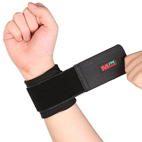 Product Cover 2 PCS Adjustable Wrist Support Breathable Neoprene Wrist Brace Strap Compression Pad for Men and Women Working Out Wrist Pain Sprain Tendonitis, One Size (Black)