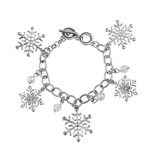 Product Cover Lux Accessories Silvertone Holiday Winter Wonderland Snowflake Charm Bracelet