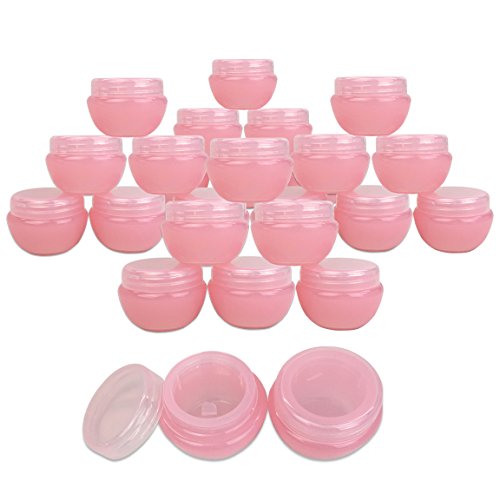 Product Cover Beauticom 24 Pieces 10G/10ML Pink Frosted Container Jars with Inner Liner for Lotion, Toners, Lip Balms, Makeup Samples - BPA Free