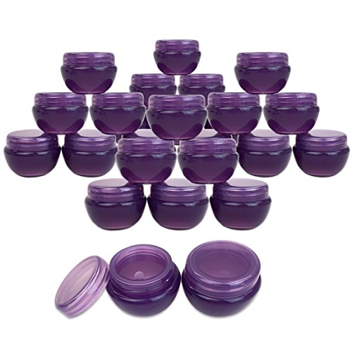 Product Cover Beauticom 24 Pieces 10G/10ML Purple Frosted Container Jars with Inner Liner for Lotion, Toners, Lip Balm, Makeup Samples - BPA Free