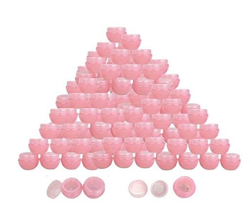 Product Cover Beauticom 10G/10ML Frosted Container Jars with Inner Liner for Scrubs, Oils, Salves, Creams, Lotions, Makeup Cosmetics, Nail Accessories, Beauty Aids - BPA Free (72 Pieces, Pink)