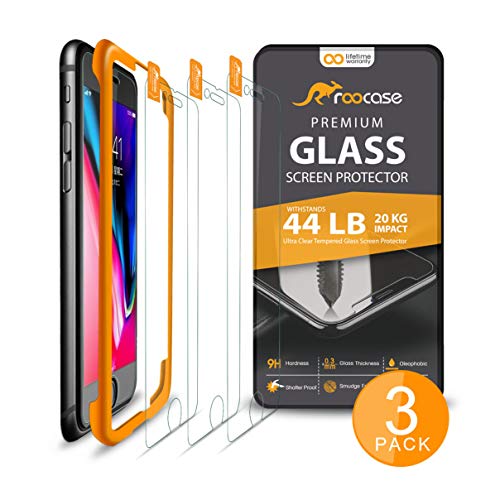 Product Cover rooCASE 3-Pack Screen Protector for iPhone 8, 7, 6S, 6 Tempered Glass with Alignment Frame for Apple iPhone 8, 7, iPhone 6S, iPhone 6 [Case Friendly]