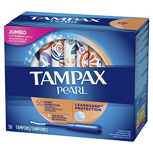 Product Cover Tampax Pearl Plastic Tampons, Super Plus Absorbency, Unscented, 50 Count