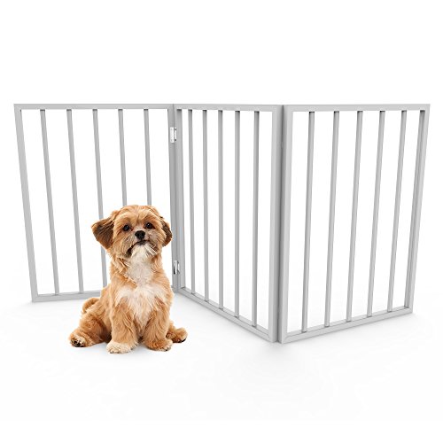 Product Cover Foldable, Free-Standing Wooden Pet Gate- Light Weight, Indoor Barrier for Small Dogs / Cats by PETMAKER- White, 24 Inch Step Over Doorway Fence