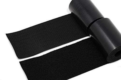 Product Cover Strenco 4 Inch Self Adhesive - Hook and Loop - 5 Feet - Sticky Back - Black Tape Fastener