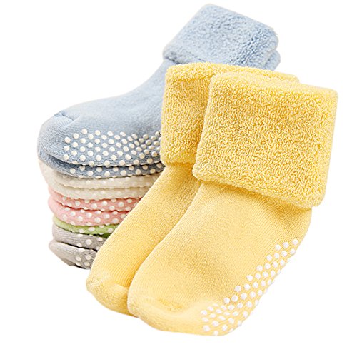 Product Cover VWU 6 Pack Baby Socks with Grips Toddler Thick Cotton Socks Anti Slip 0-3 Years Old (1-3 Years)