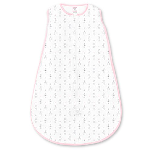 Product Cover SwaddleDesigns Cotton Sleeping Sack with 2-Way Zipper, Pastel Pink Tiny Bunnie, Large 12-18 Months