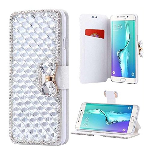 Product Cover Iphone 7 Plus Wallet Case,iPhone 8 Plus Case,Jesiya Bling Diamond Bowknot Shiny Crystal Rhinestone Purse PU Leather Card Slot Pouch Flip Cover Kickstand Case for iPhone 7 Plus 5.5